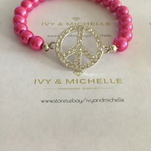 Peace Silver Link Beaded Bracelet